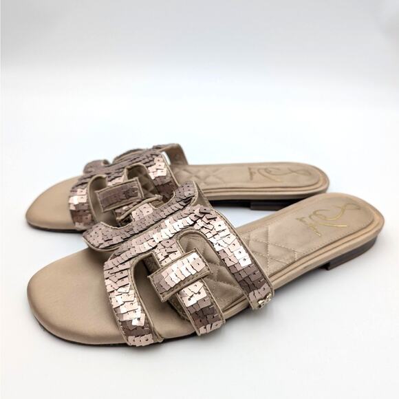 Sam Edelman Bay Glamour Slide Sandals Women's Molten Gold Size US8.5M EU39 - Picture 2 of 14